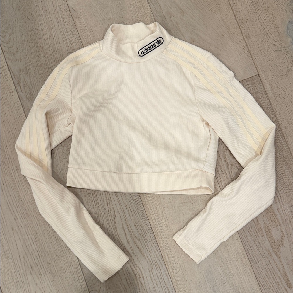 Adidas Off-White Long Sleeve Crop Top